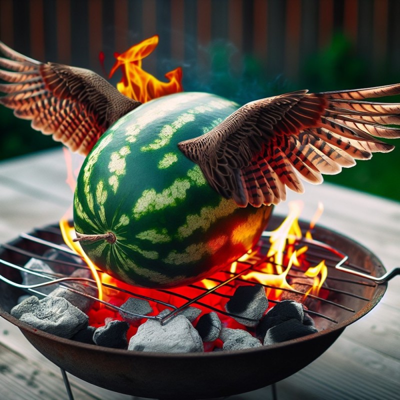 Создать мем: барбекю флаер, огонь мангал, watermelon chicken