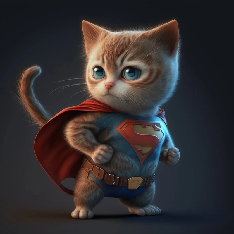 Создать мем: котик персонаж, кот супермен, харли квинн