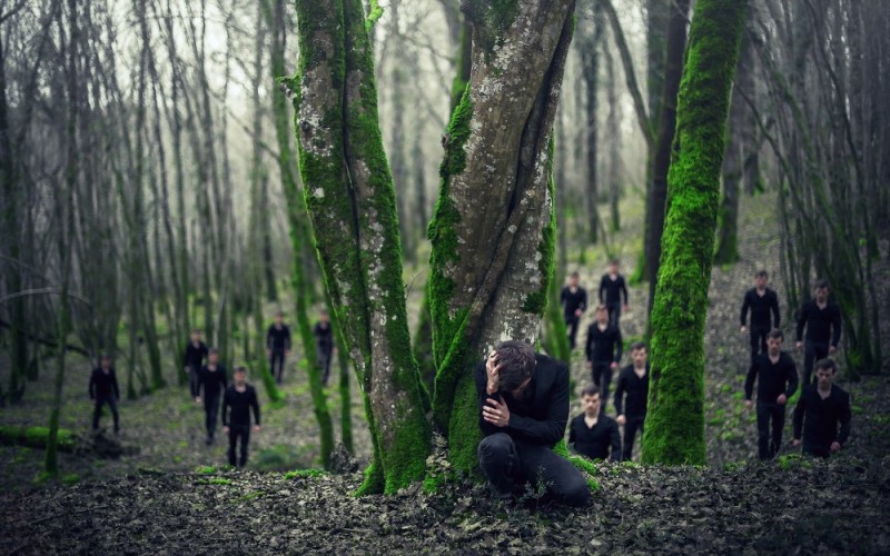 Create meme: forest of fear, forest of hands, There are a lot of people in the forest