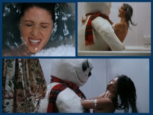 Создать мем: снеговик фильм ужасов 1997, шеннон элизабет снеговик 1997, фильм снеговик 1997 шеннон элизабет