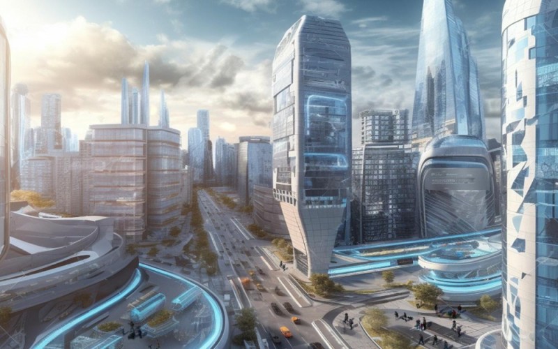 Создать мем: будущий город, будущее 3д, футуристический город будущего
