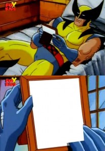 Create meme: Wolverine meme, meme Wolverine on the bed, meme of Wolverine on the bed template