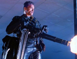 Create meme: Arnold with a gun