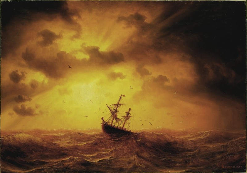 Create meme: Aivazovsky painting, aivazovsky sea, storm ship