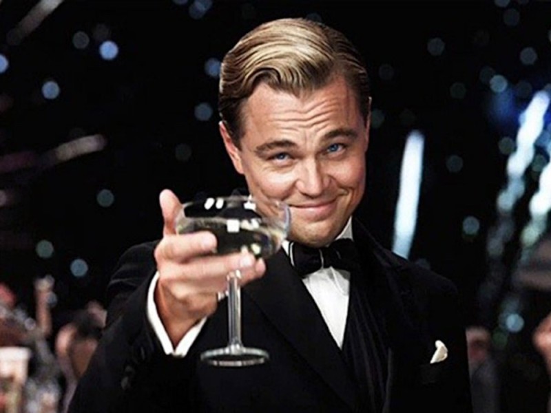 Create meme: leonardo dicaprio, Leonardo DiCaprio the great Gatsby, Leonardo DiCaprio with a glass of