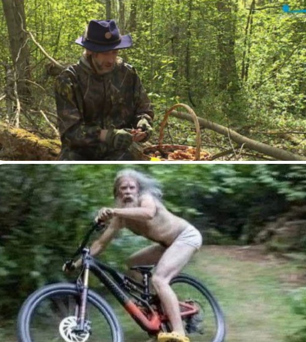 Создать мем: на велосипеде, едет на велосипеде, дед на велосипеде мем