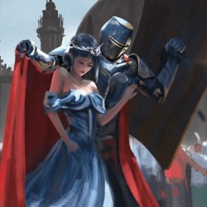 Create meme: knight covers the Princess shield, by wlop knight, wlop knight