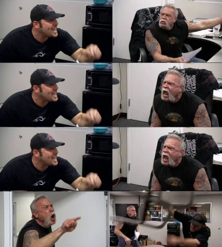 Create meme: american chopper meme, American chopper meme, cursing bikers