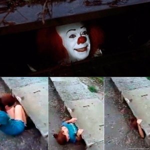 Create meme: Google clown in the sewers, the clown in the sewer vine, Pennywise in the sewers meme