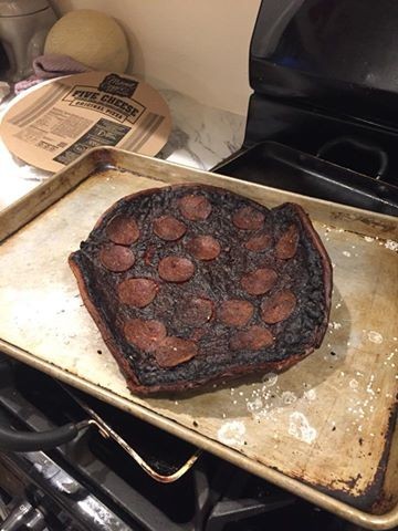 Create meme: burnt pizza, ready-made pizza, damn pizza meme