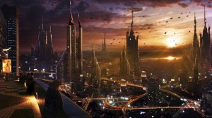 Create meme: the futuristic world of the future, future city, futuristic city art