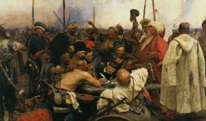 Create meme: Cossacks, paintings by Russian artists, picture Repin Cossacks