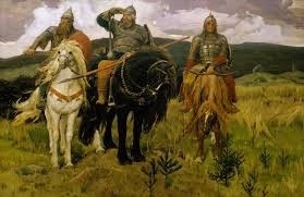 Create meme: painting Vasnetsov bogatyrs, Vasnetsov bogatyrs, picture Vasnetsov three bogatyrya