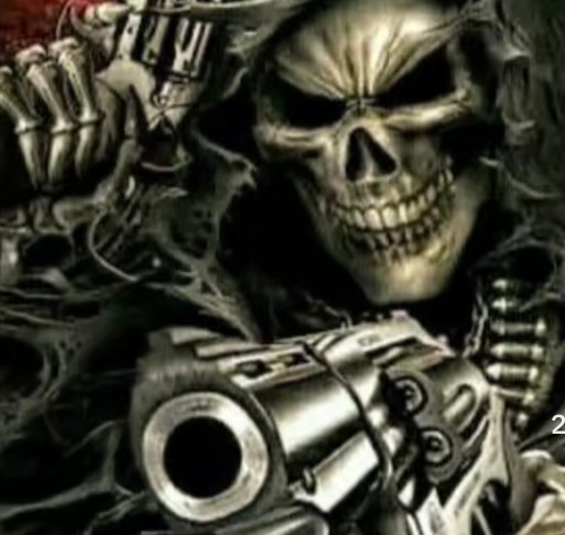 Создать мем: скелет с пистолетом, скелет крутой, череп с оружием