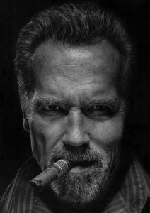 Create meme: Arnold Schwarzenegger with a cigar young, Arnold with a cigar, a man with a cigar