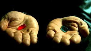 Create meme: red pill, red or blue pill, Morpheus pills
