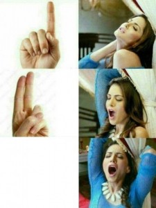 Create meme: finger, meme with your fingers, funny about the fingers and the girl