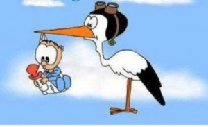 Create meme: son, the birth of son, stork