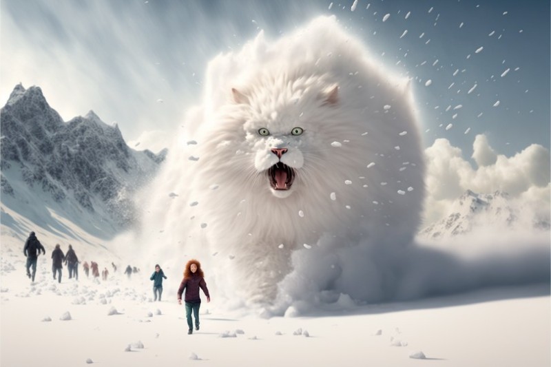 Create meme: Avalanche cats, Avalanche art, yeti snow
