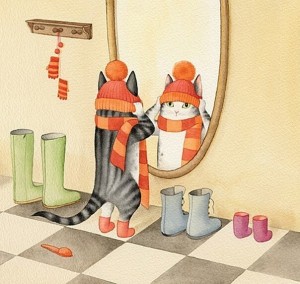 Создать мем: кот в шарфе акварелью, котик, bojana dimitrovski иллюстрации