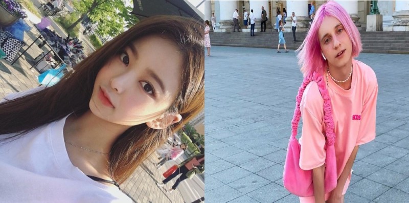 Создать мем: девушка, даша корейка биография, с розовыми волосами