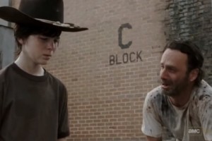 Создать мем: carl, rick grimes, сериал ходячие мертвецы