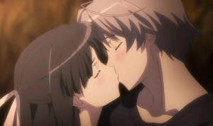 Create meme: anime kiss