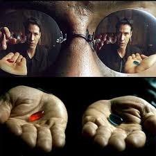 Create meme: red or blue pill, matrix pills to neo, neo and Morpheus