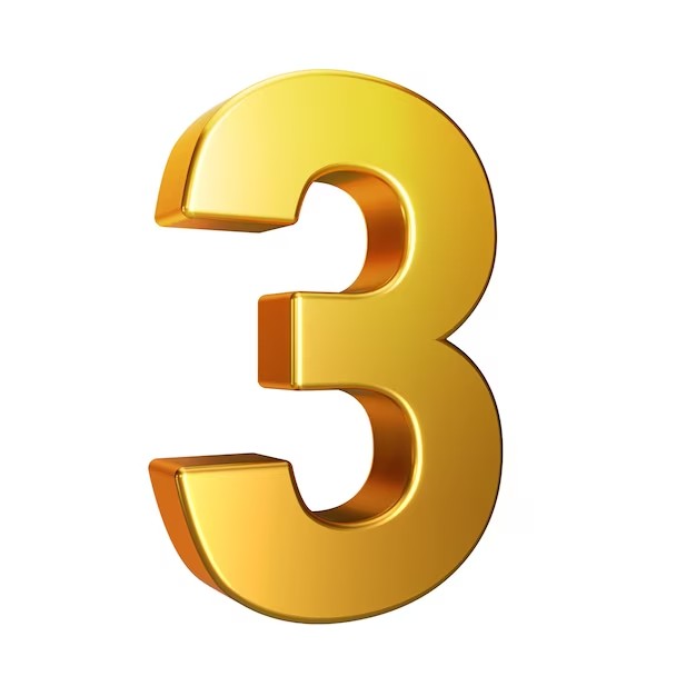 Create meme: gold numbers, golden number 3, figure 3 on a transparent background