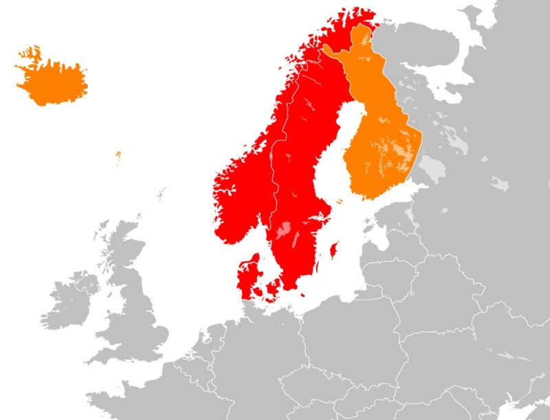 Создать мем: карта скандинавских стран, скандинавский союз, скандинавия на карте швеция норвегия дания
