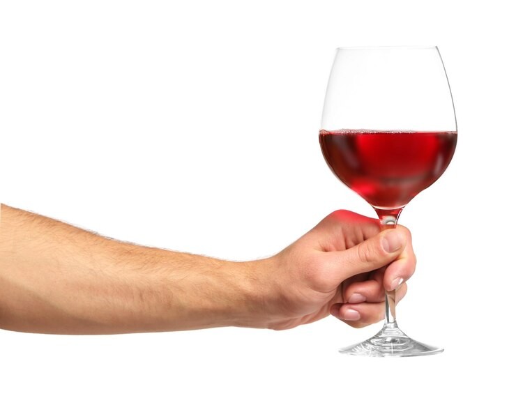 Create meme: hand holding a glass, wine on a white background, hand with a glass of wine