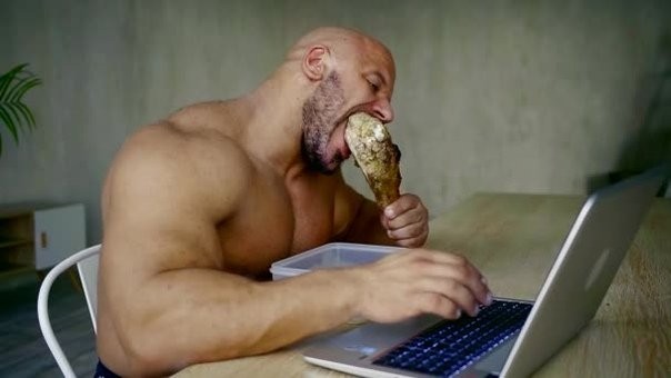 Create meme: Jock at the computer, a pumped-up man with a laptop, a wrestler with a laptop