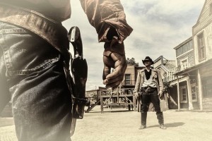 Create meme: people, cowboy duel, Western
