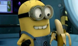 Create meme: banana, mystery about the banana, minions