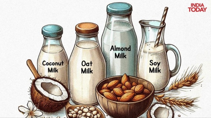 Создать мем: миндальное молоко hi, soy milk, растительное молоко