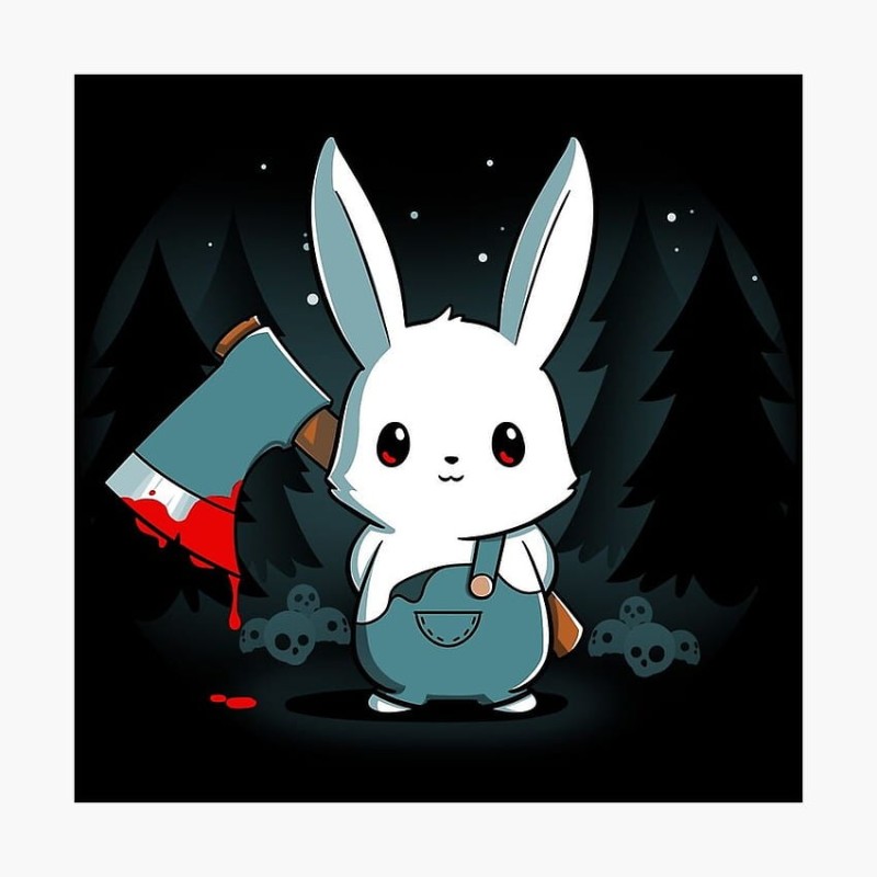 Create meme: the killer bunny, rabbit art, angry hares