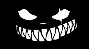 Create meme: smile, evil smile of the beast, evil smile on black background