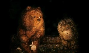 Create meme: the hedgehog and the bear, hedgehog in the fog cartoon 1975, hedgehog in the fog