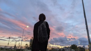 Create meme: sunset, the sky, people