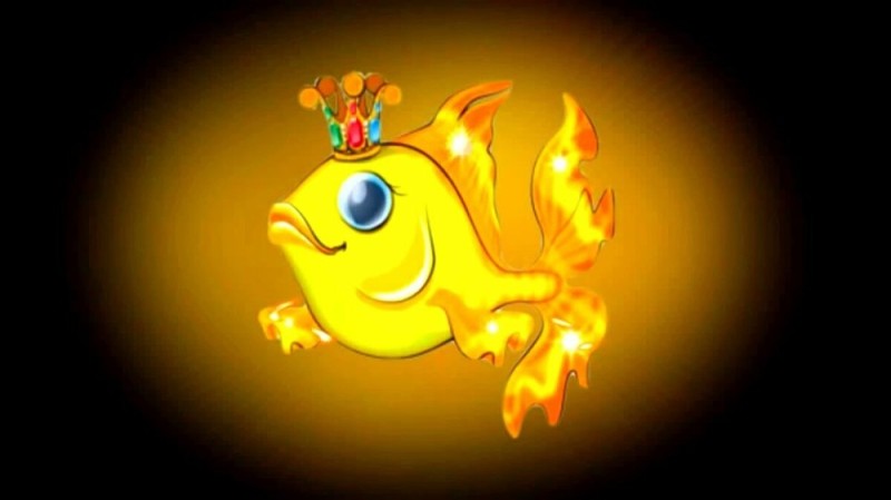 Create meme: goldfish , Golden fish fairy tale , goldfish with a crown