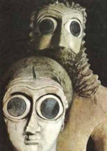 Создать мем: древние шумерские статуи, шумеры, шумер скульптура глаза