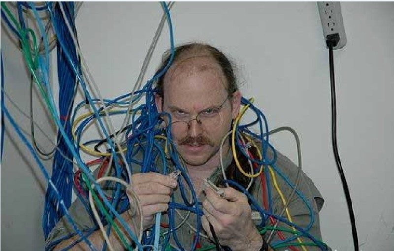 Create meme: a bunch of wires, in the wires, sysadmin 