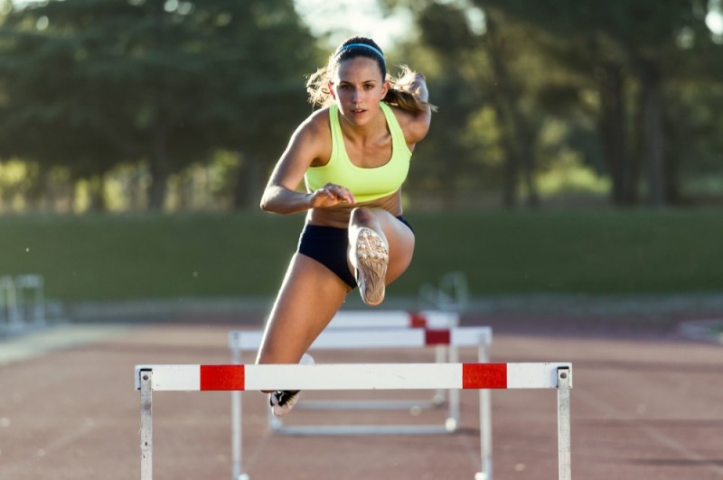 Create meme: hurdles (women – 100 m, men – 110 m, 400 m)., beautiful runners, athletics running