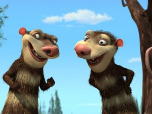 Create meme: the possum from ice age, two possum from ice age, ice age possums