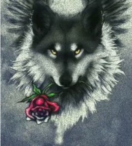 Создать мем: волк фэнтези, волк эскиз, волк с цветами