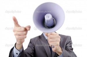 Create meme: man with loudspeaker