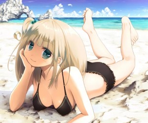 Create meme: anime girls at the beach