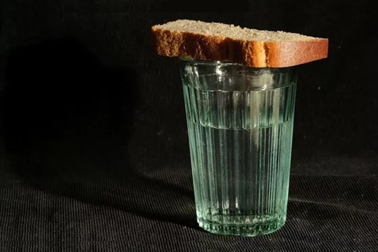 Create meme: faceted glass, a glass of vodka with bread, the bright memory