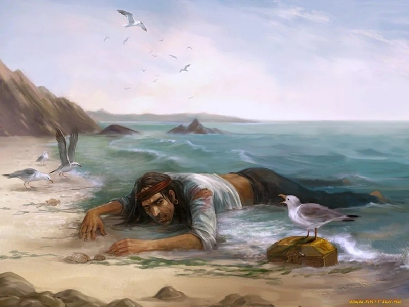 Create meme: Robinson Crusoe Shipwreck, After the shipwreck, Jim Warren (b. 1949)
