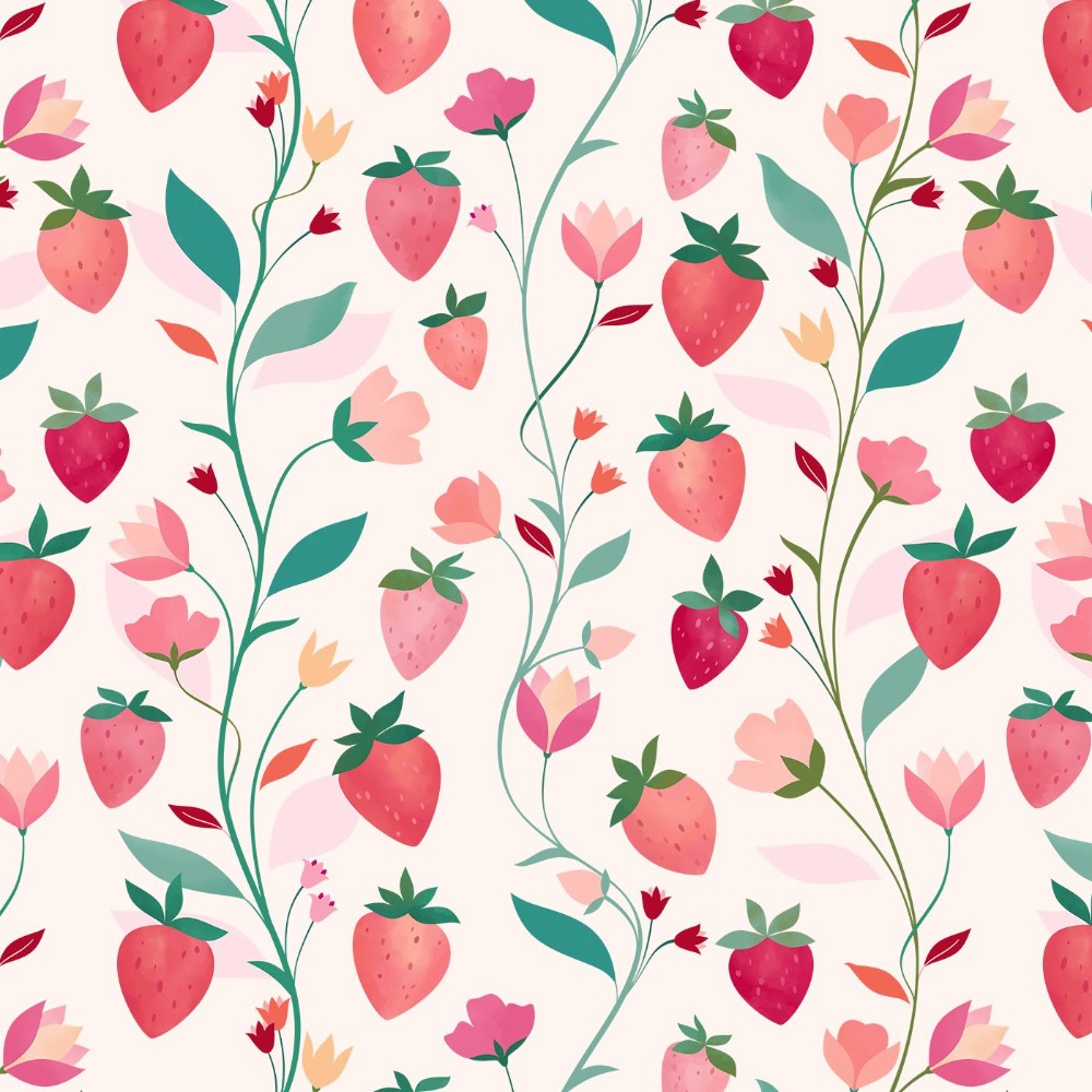 Create meme: strawberry pattern, floral background, cherry pattern